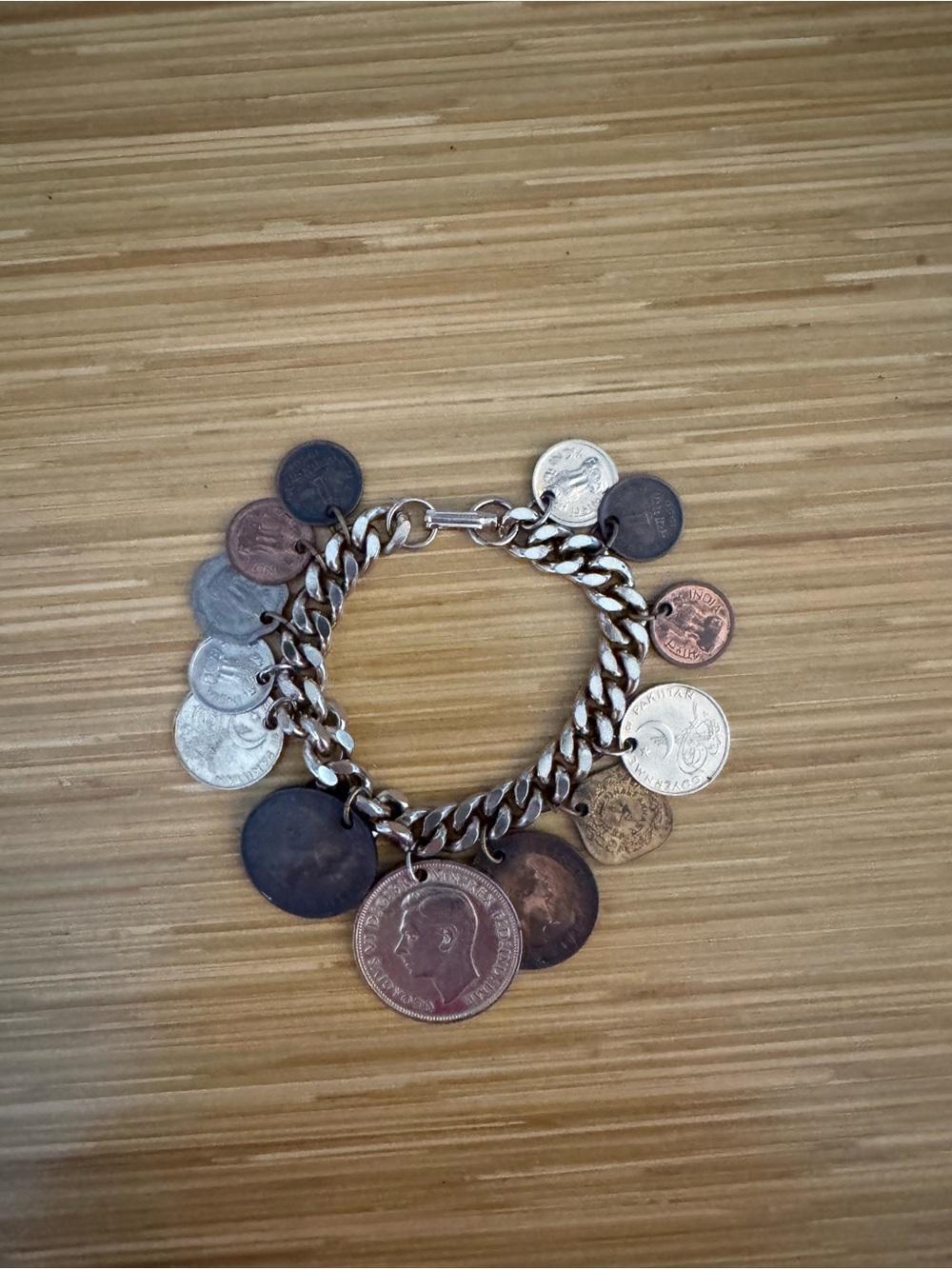 Vintage Coin Charm Bracelet in Mixed Metals - Picture 3 of 7
